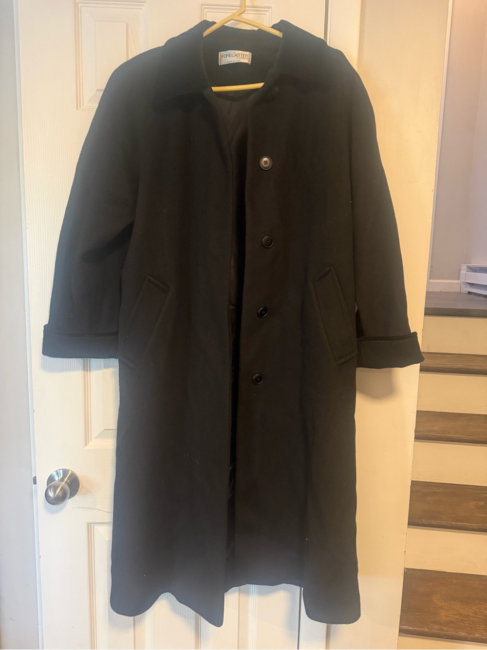 Vintage 80s/90s Forecaster of Boston Black Wool Maxi Coat